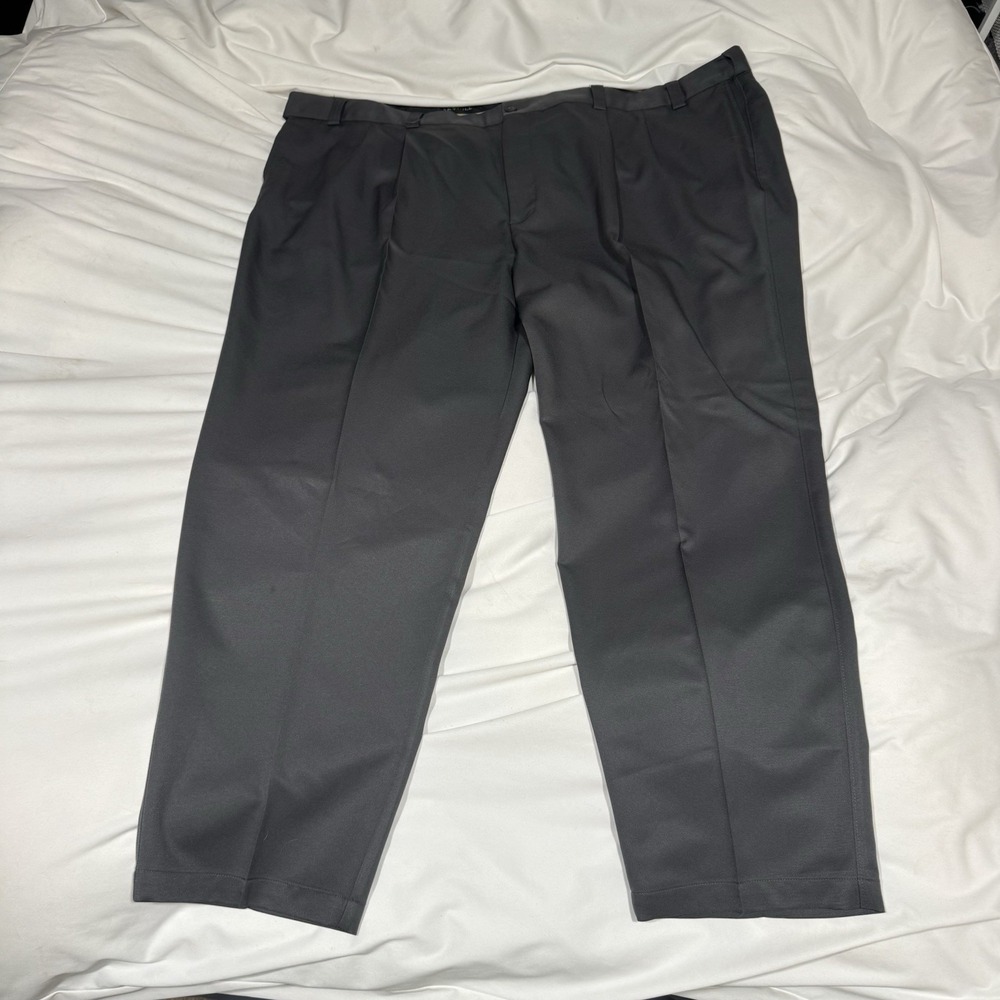 Oak Hill Dress Pants Mens 56X32 Pleated Big & Tall Gray 100% Polyester